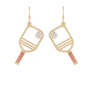 Pickleball Outline & Ball Drop Earrings